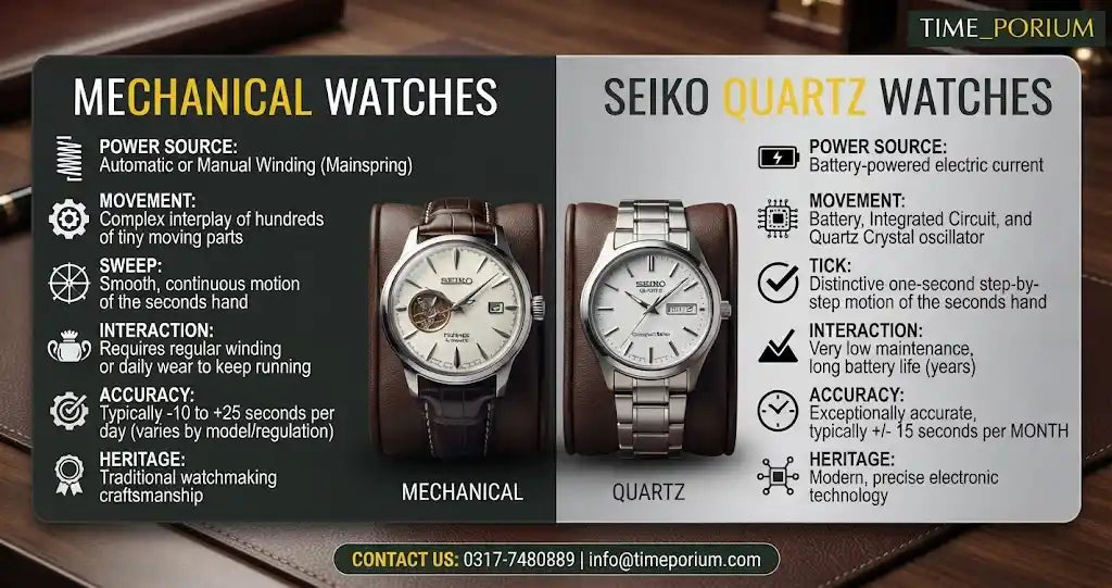 What Is the Difference Between Seiko Mechanical and Quartz Watches?