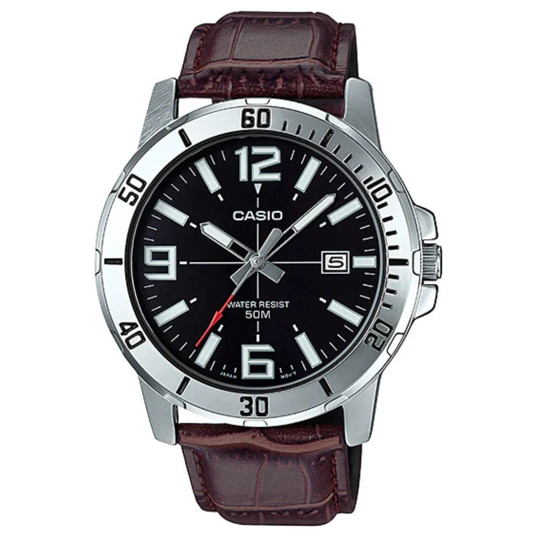 Casio MTP-VD01L-1B Men Leather Band Watch