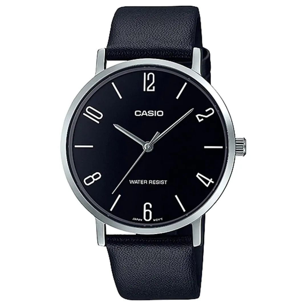 Casio MTP-VT01L-1B2 Men Leather Band Watch