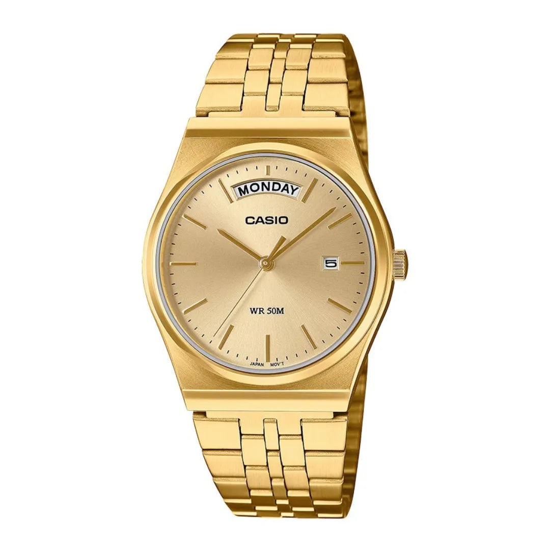 Casio MTP-B146G-9A Men’s Analog Gold Watch with Day-Date Display