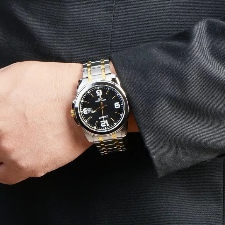 Casio MTP-1314SG-1A: Men’s Two-Tone Business Casual Analog Watch - Black & Gold Accents