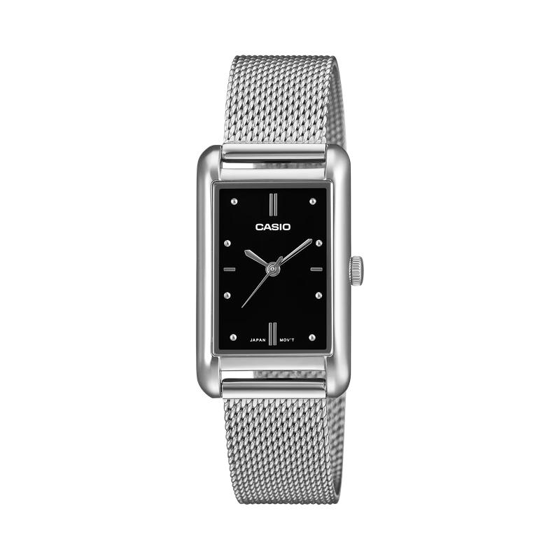 Casio LTP-B171M-1A Women's Black Dial Silver Stainless Steel Mesh Watch