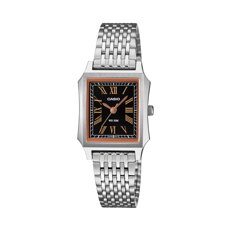 Casio LTP-B190D-1B Women's Silver Stainless Steel Watch with Black Dial