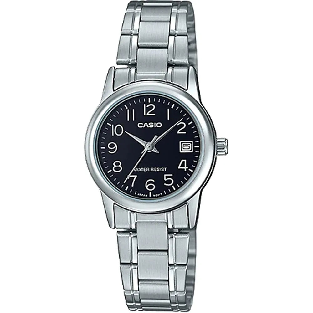 Casio LTP-V002D-1B Women's Analog Watch – Black Dial Stainless Steel