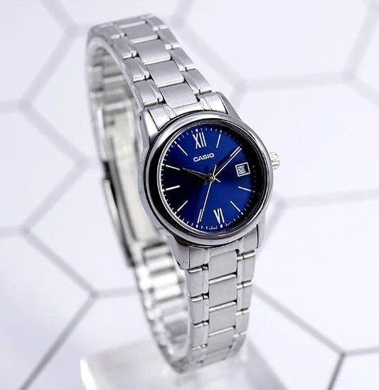 Casio LTP-V002D-2B3 Women's Analog Watch – Blue Dial Stainless Steel