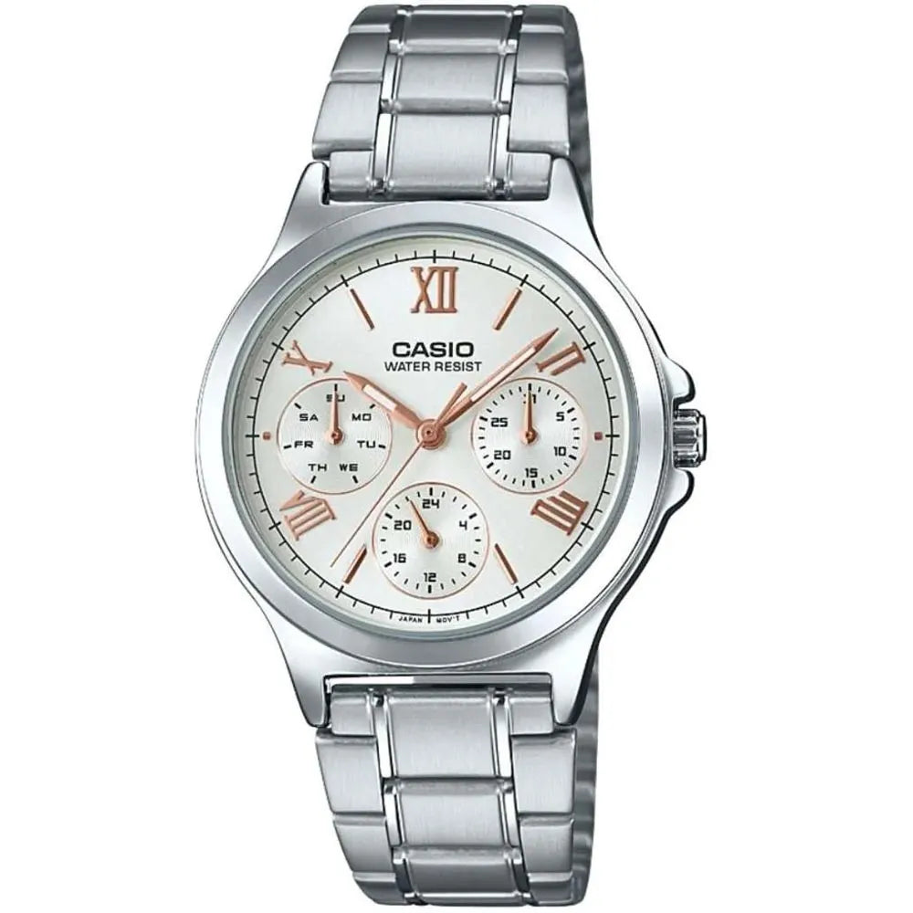 Casio LTP-V300D-7A2 Women's Multi-Hand Analog Watch – Stainless Steel