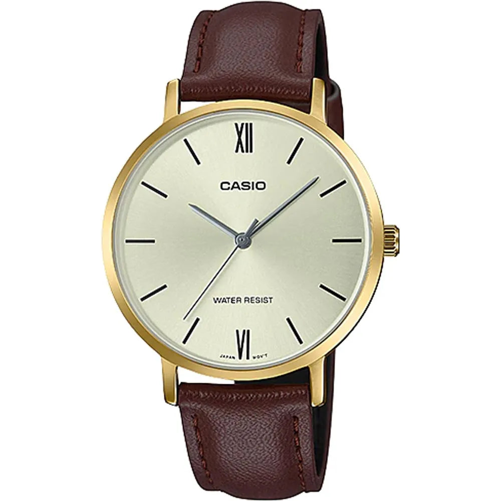 Casio LTP-VT01GL-9B Women Leather Band Watch