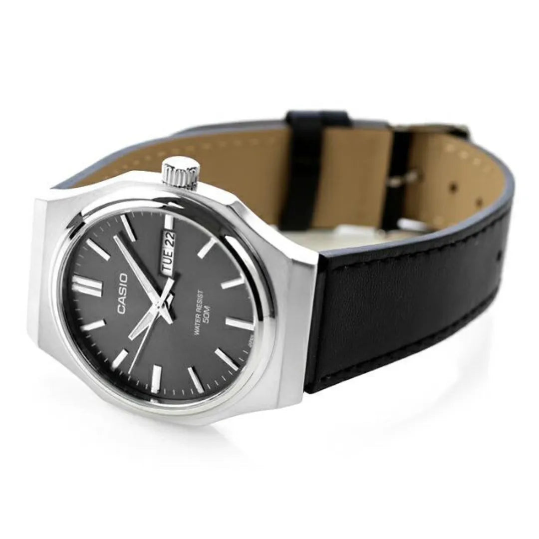 Casio MTP-E735L-8A Men’s Watch - Grey Dial & Genuine Leather Strap