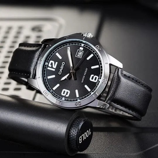 Casio MTP-V004L-1B Men Leather Band Watch