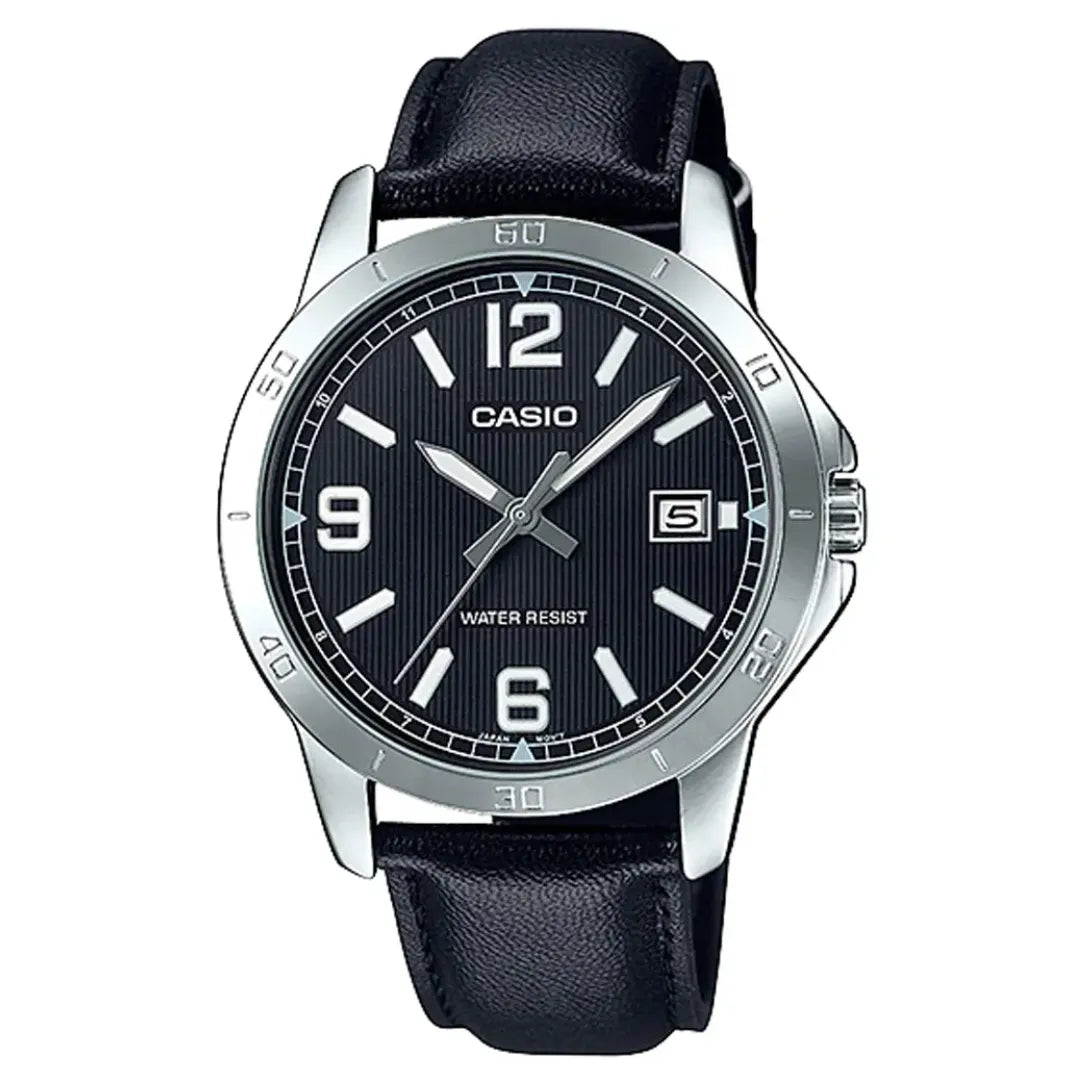 Casio MTP-V004L-1B Men Leather Band Watch