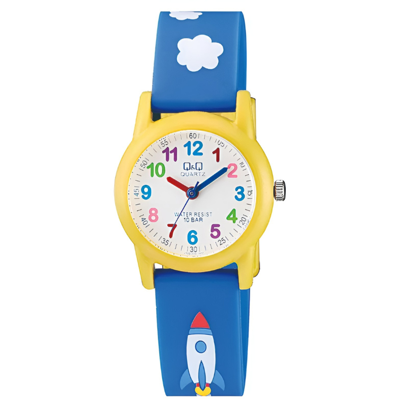 Q&Q VR99J003Y kids analog watch with blue strap and white dial – main product image | Timeporium