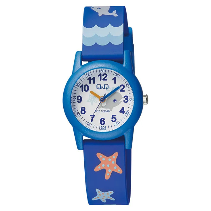 Q&Q VR99J009Y kids analog watch with blue strap and white dial – main product image | Timeporium