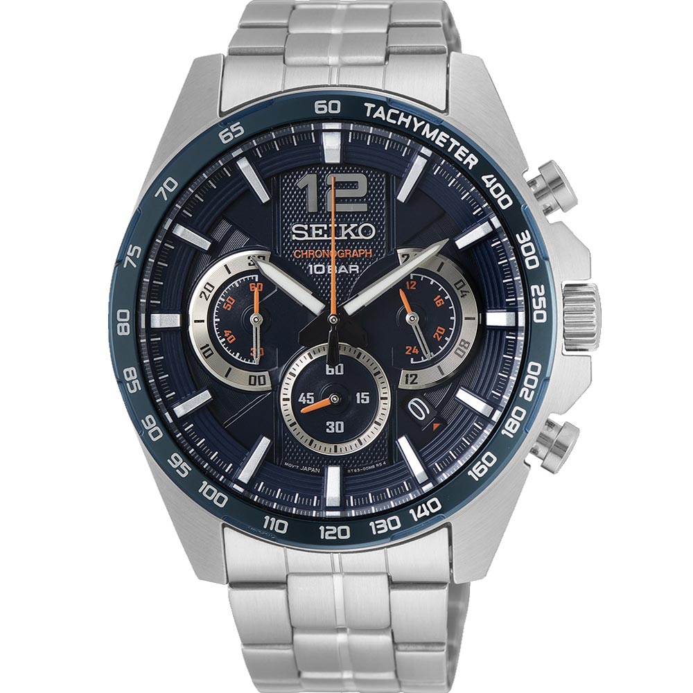 Seiko SSB345P1 Chronograph Men's Watch - Navy Blue Textured Dial