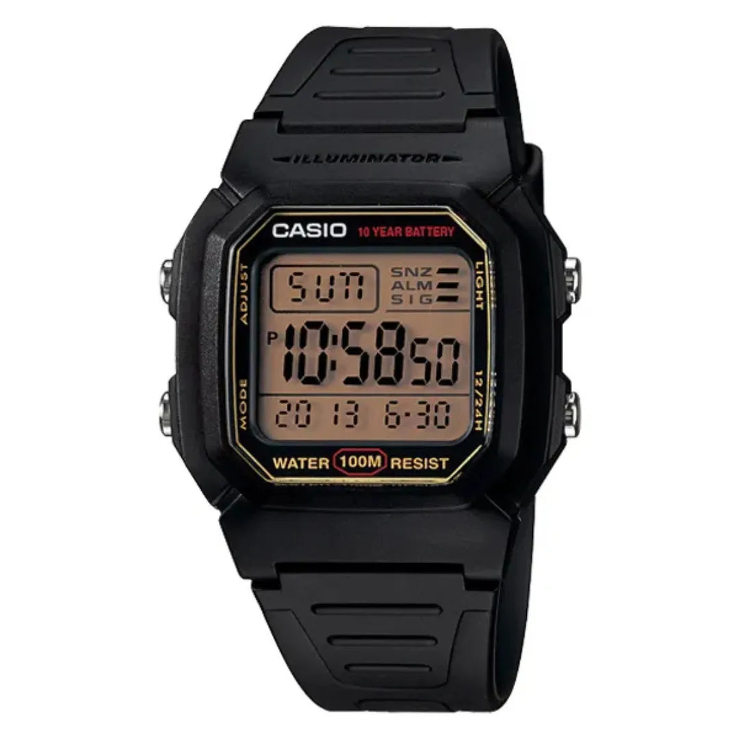 Casio W-800HG-9AVCF Men's Classic Digital Watch - Black & Gold