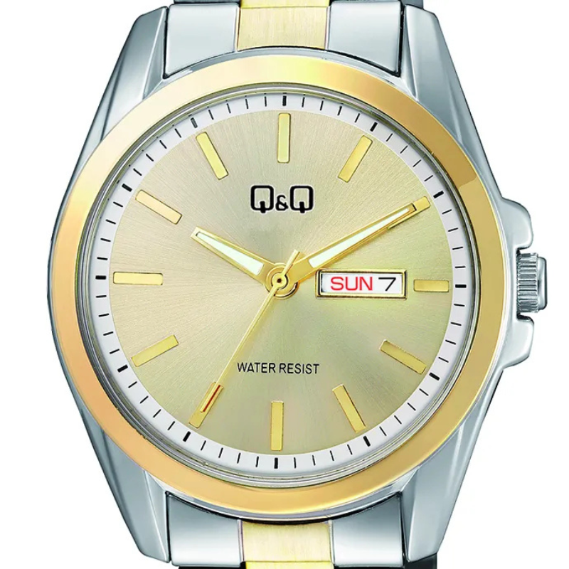 Q&Q A05A-001PY Men’s Two-Tone Day-Date Watch