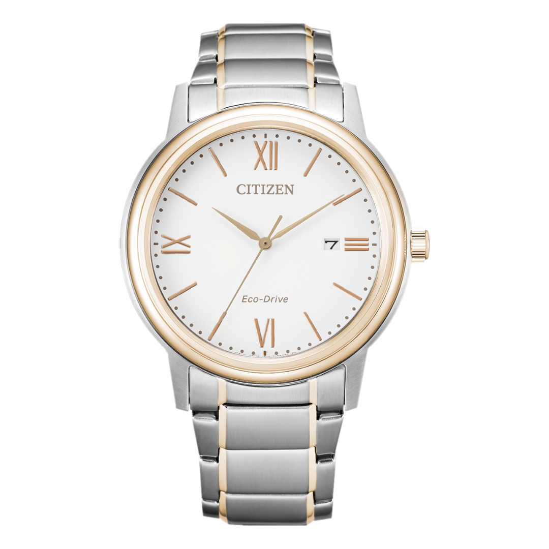 Citizen AW1676-86A Men’s Eco-Drive Watch – Two-Tone Stainless Steel – White Dial