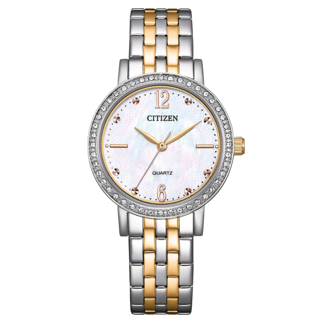Citizen EL3106-59D Women’s Quartz Watch – Mother of Pearl Dial with Diamonds – Two-Tone Stainless Steel