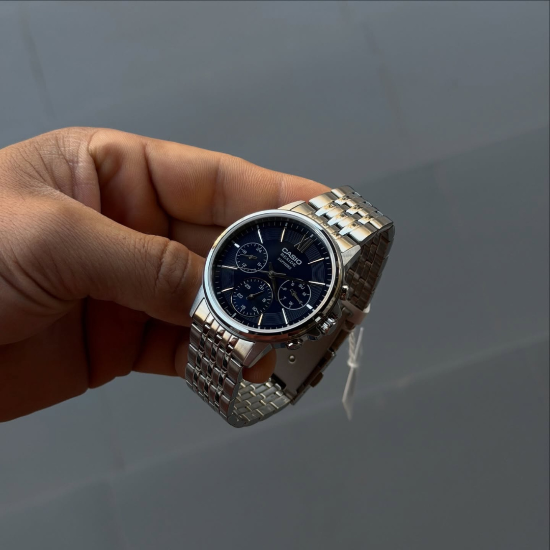 Casio BMS-300D-2A Men's Quartz Watch Stainless Steel Blue Dial