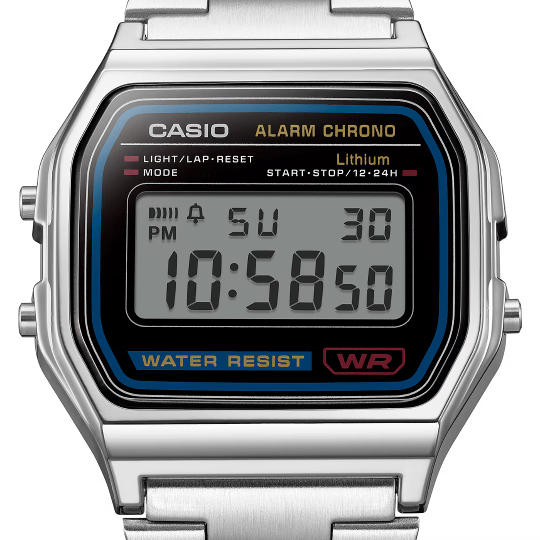 Casio A158WA-1 Vintage Digital Watch – Stainless Steel Classic Retro Design