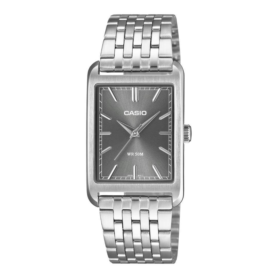 Casio MTP-B215D-8AV Men’s Analog Watch – Stainless Steel Band – Slim Silver Dial