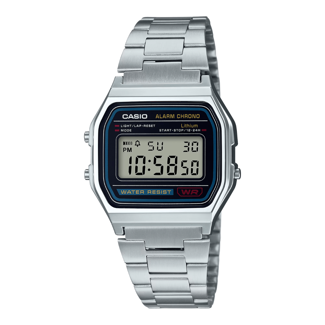 Casio A158WA-1 Vintage Digital Watch – Stainless Steel Classic Retro Design