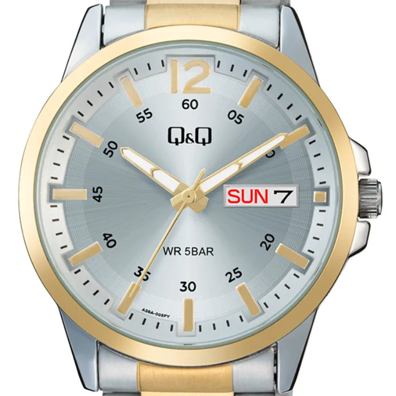 Q&amp;Q A36A-005PY Men’s Two-Tone Day-Date Watch
