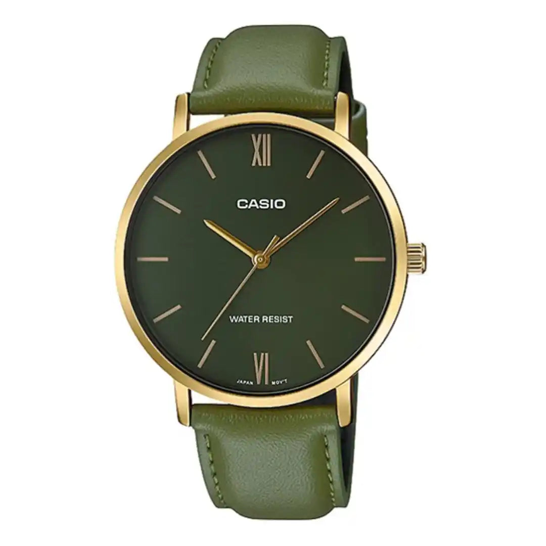 Casio MTP-VT01GL-3B men's analog watch, front product view