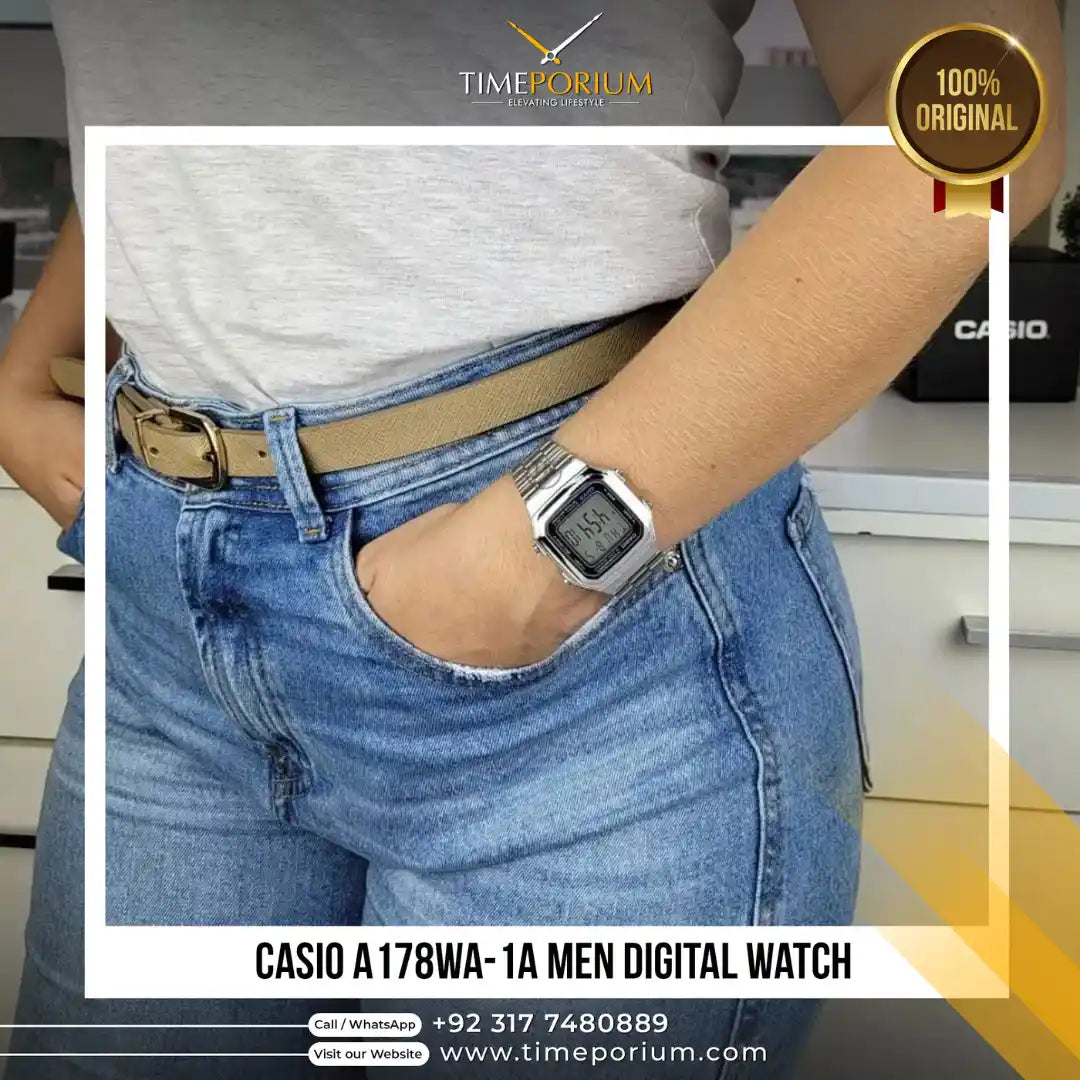 Casio A178WA-1A Silver Digital Watch - Large Easy