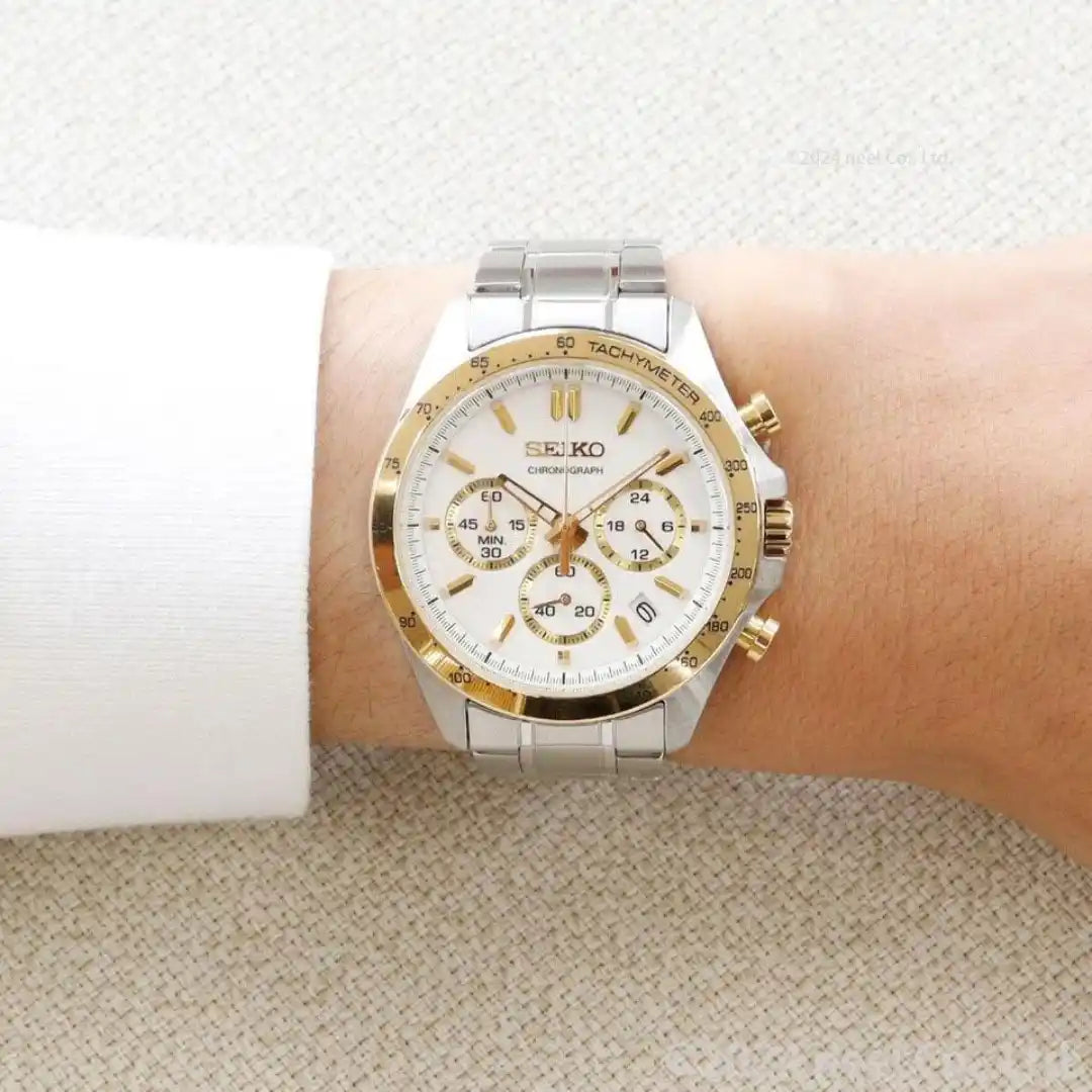 Seiko SBTR024 Spirit Chronograph - Two-Tone Gold Silver Luxury Watch