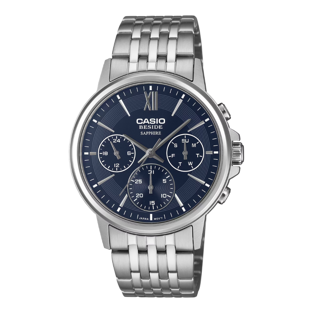 Casio BMS-300D-2A Men's Quartz Watch Stainless Steel Blue Dial