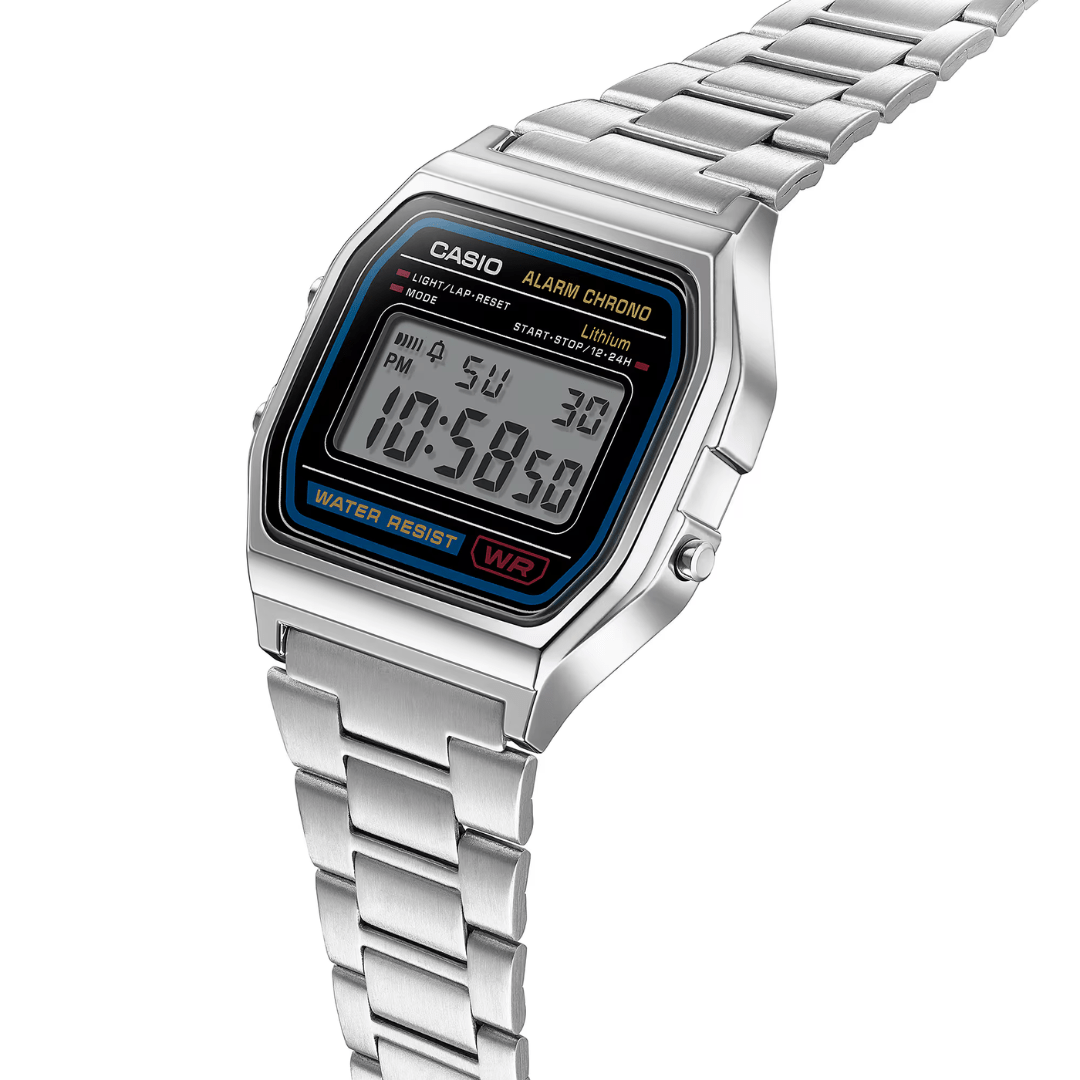Casio A158WA-1 Vintage Digital Watch – Stainless Steel Classic Retro Design
