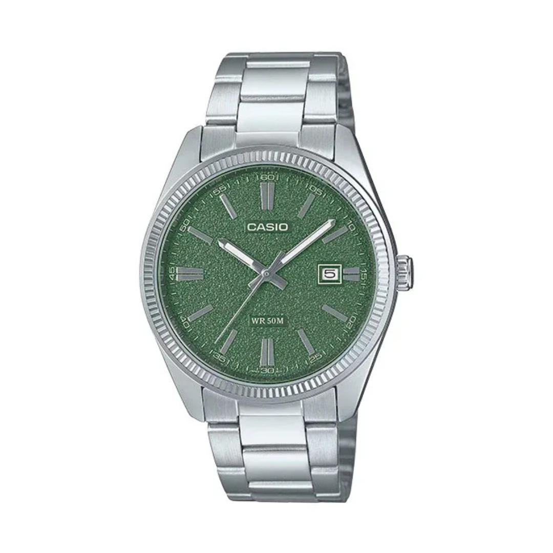 Casio MTP-1302DA-3A Men's Watch - Mint Green Dial - Stainless Steel Enticer