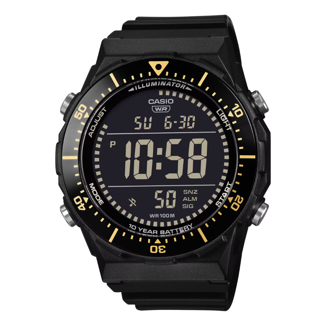 Casio AE-1700H-1B Heavy Duty Digital Watch – World Map, 5 Alarms, 10-Year Battery Life