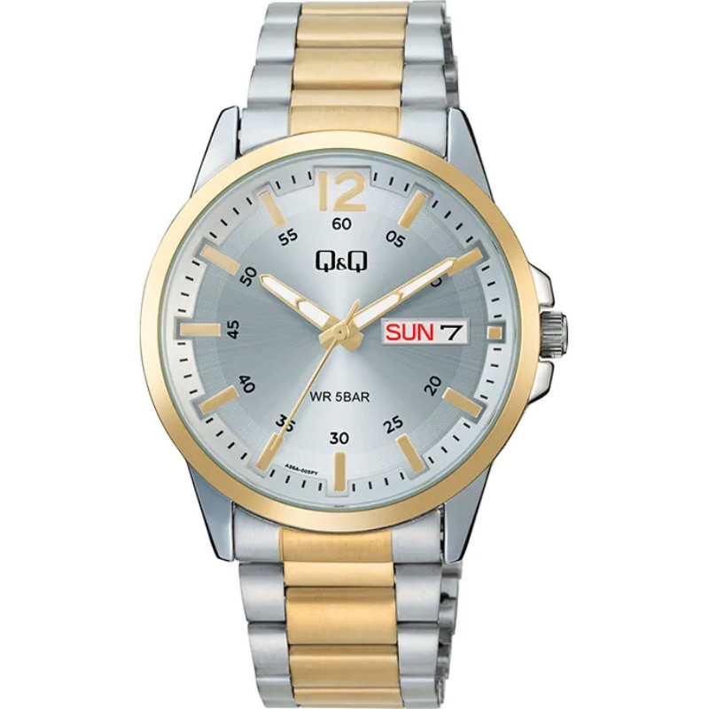 Q&amp;Q A36A-005PY Men’s Two-Tone Day-Date Watch