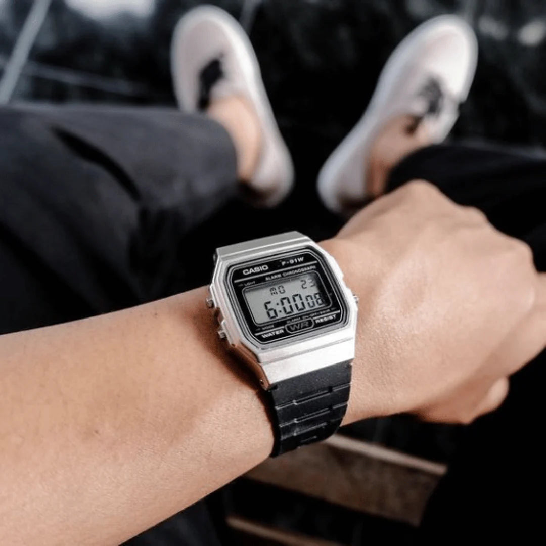 Casio F-91WM-7A Metallic Silver Watch - Minimalist Vintage Series