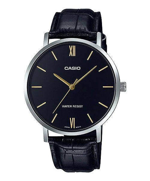 Casio MTP-VT01L-1B Men Leather Band Watch