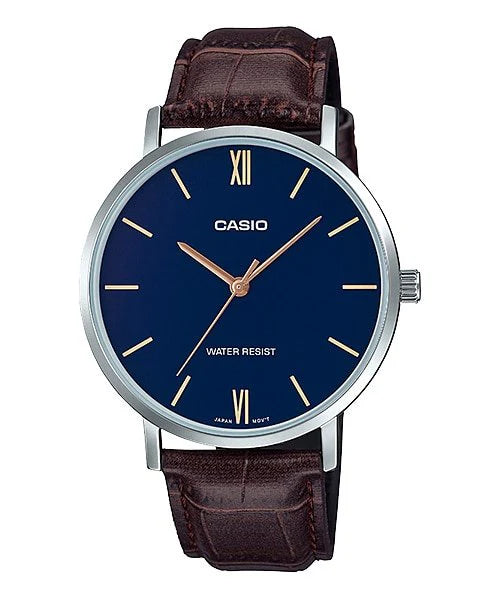 Casio MTP-VT01L-2B Men Leather Band Watch