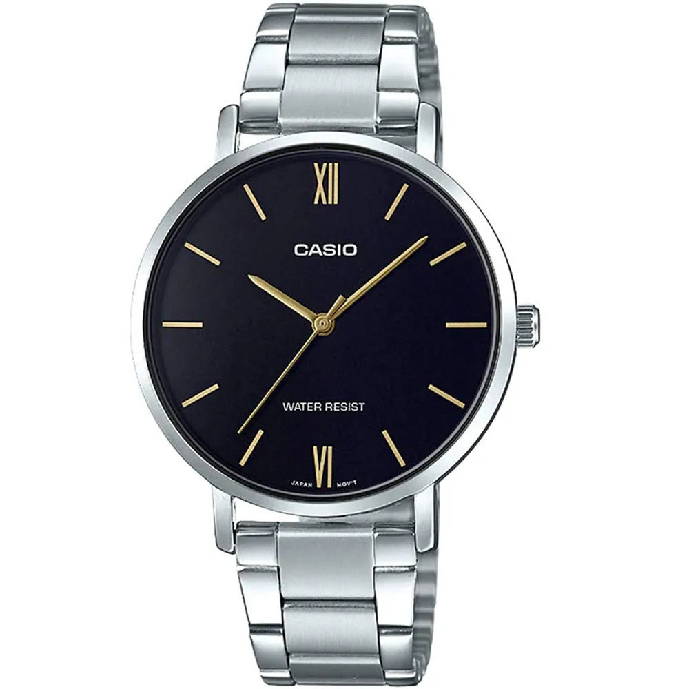 Casio LTP-VT01D-1B Women's Analog Watch – Black Dial Stainless Steel