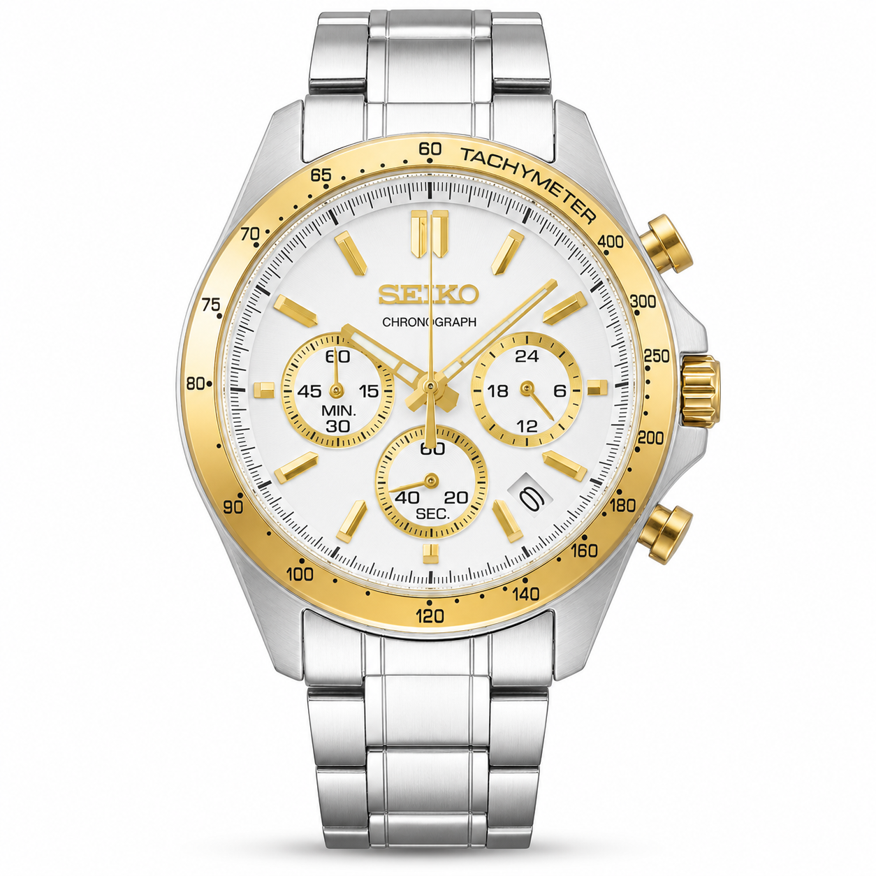 Seiko SBTR024 Spirit Chronograph - Two-Tone Gold Silver Luxury Watch