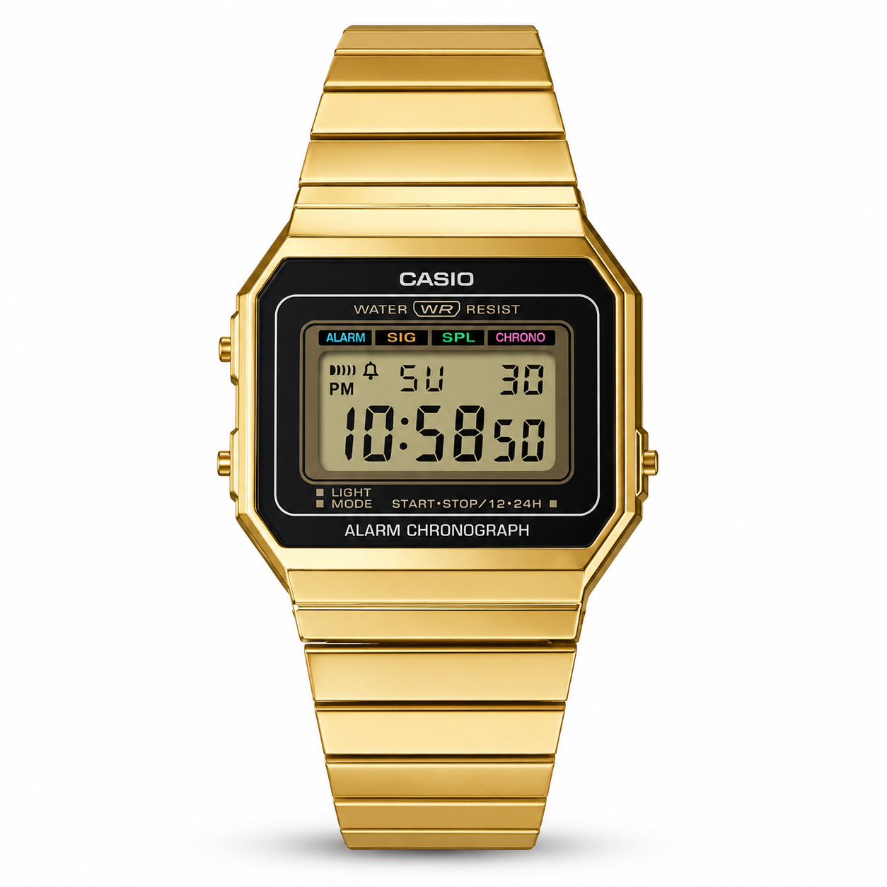 Casio A700WG-9A Ultra-Slim Gold Watch - Vintage Retro Digital Style