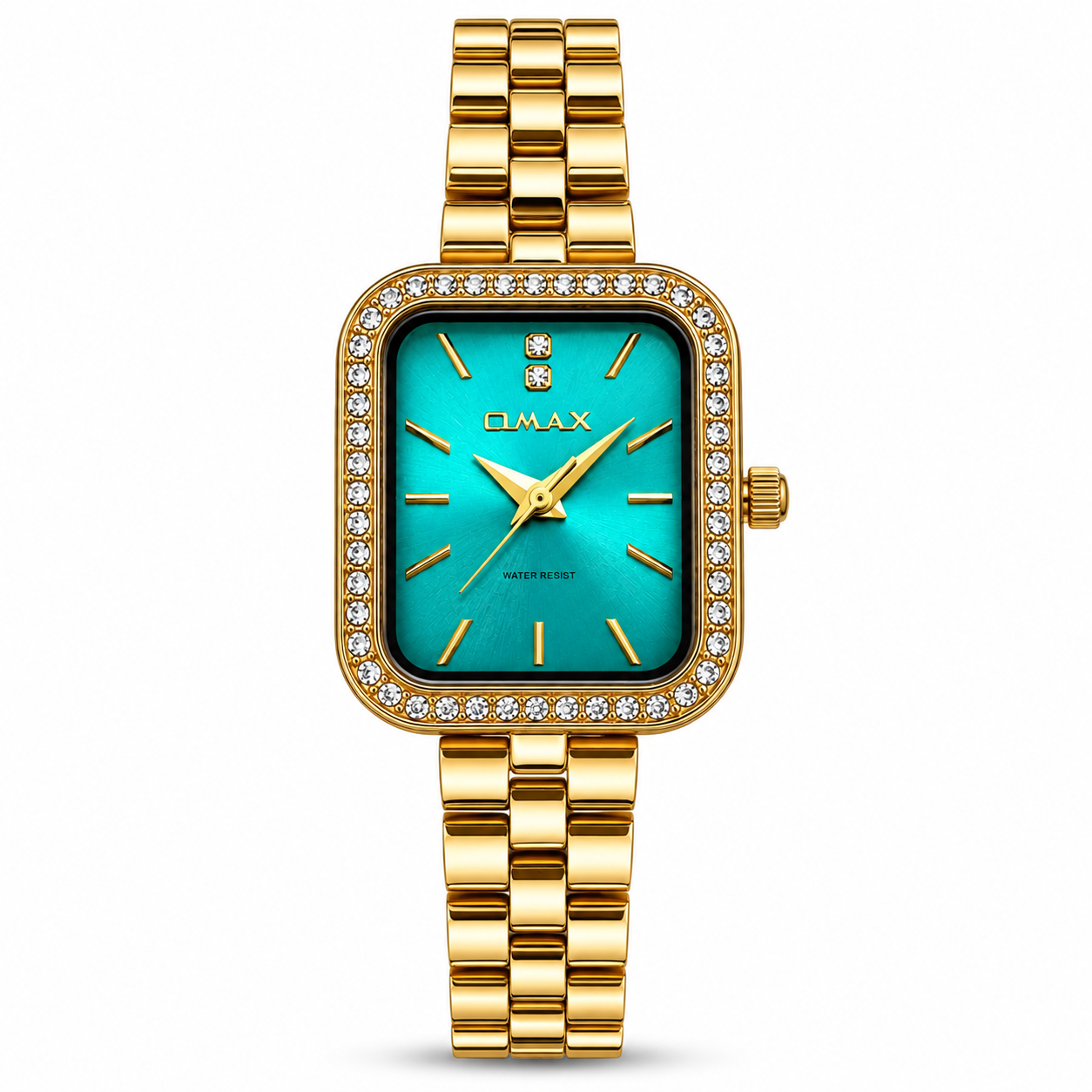 OMAX Ladies’ Watch – Jewelled Teal Elegance