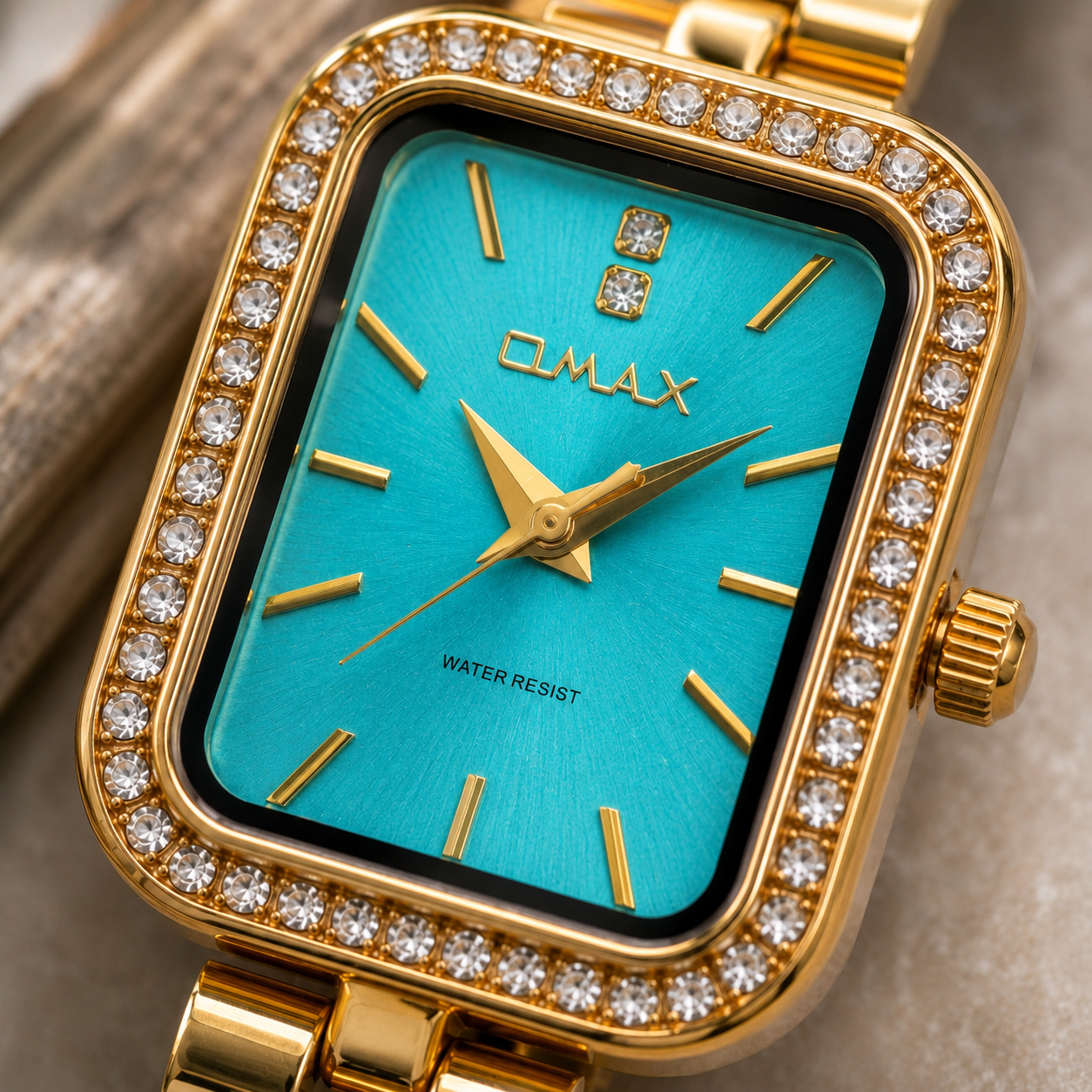 OMAX Ladies’ Watch – Jewelled Teal Elegance