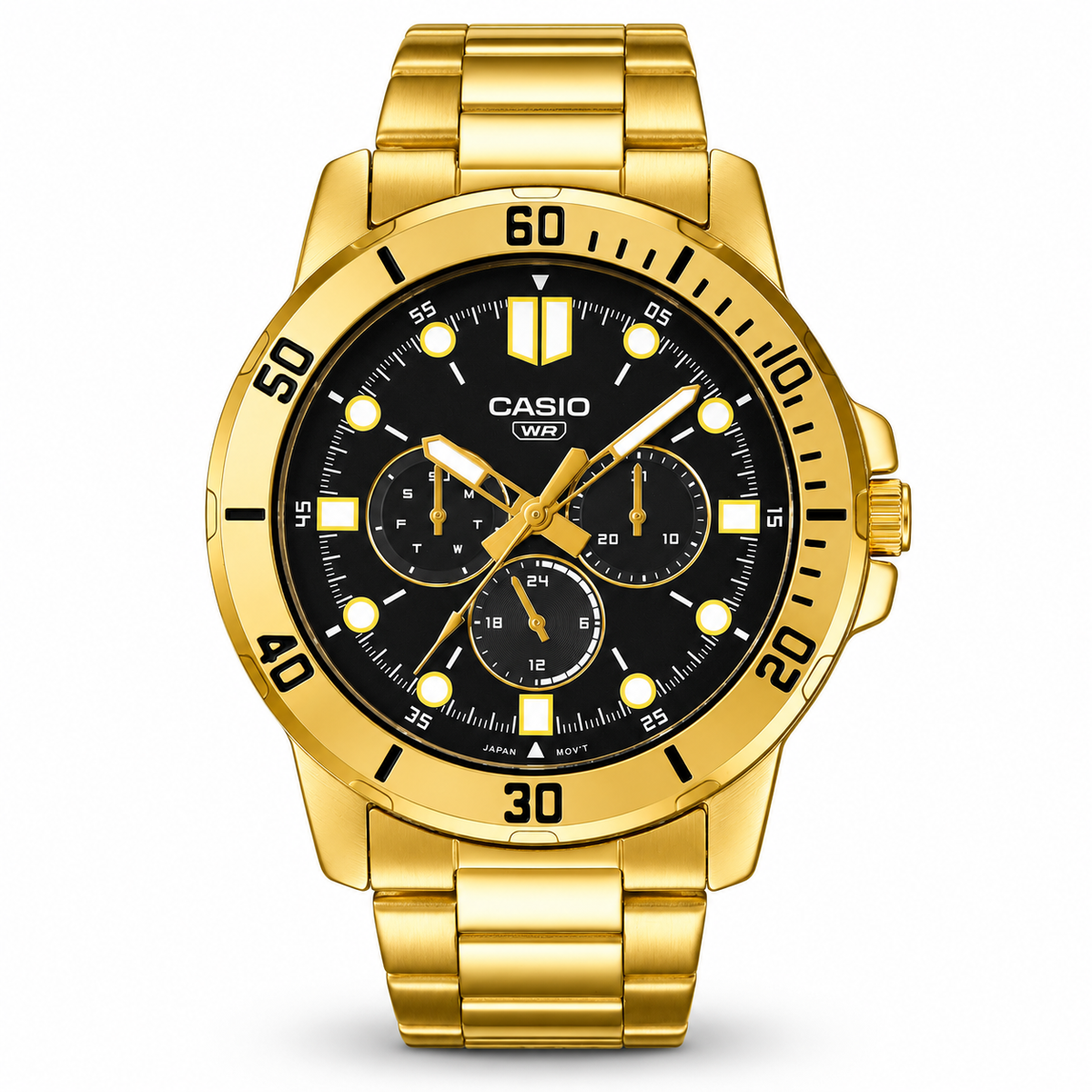 Casio MTP-VD300G-1E Men's Multi-Hand Analog Watch – Gold Tone Black Dial