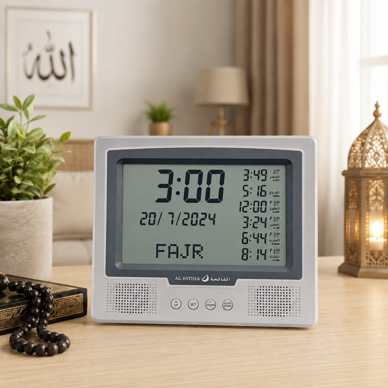Al-Fatiha - Home/Office 5-Times Azaan Clock for Wall/Table