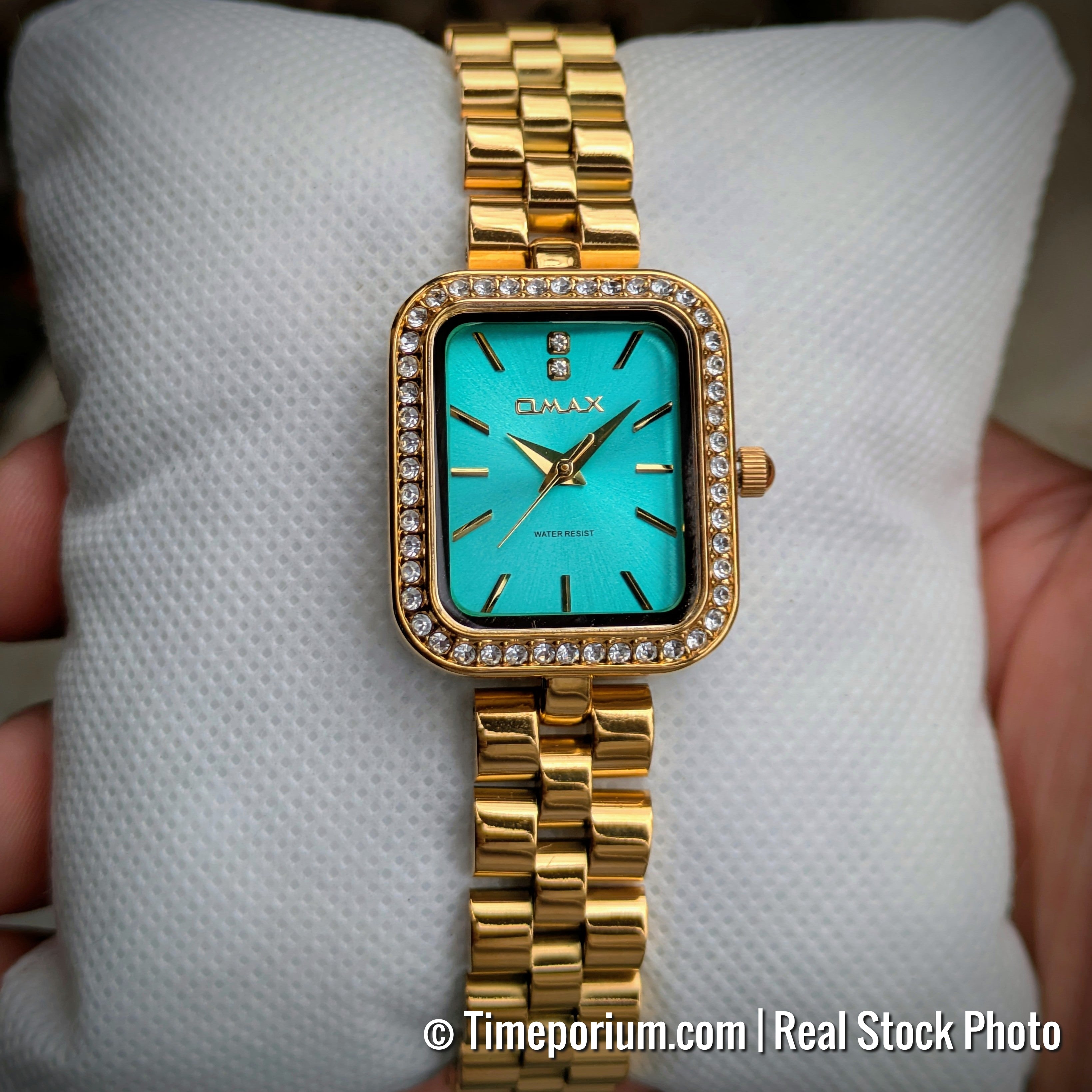 OMAX Ladies’ Watch – Jewelled Teal Elegance