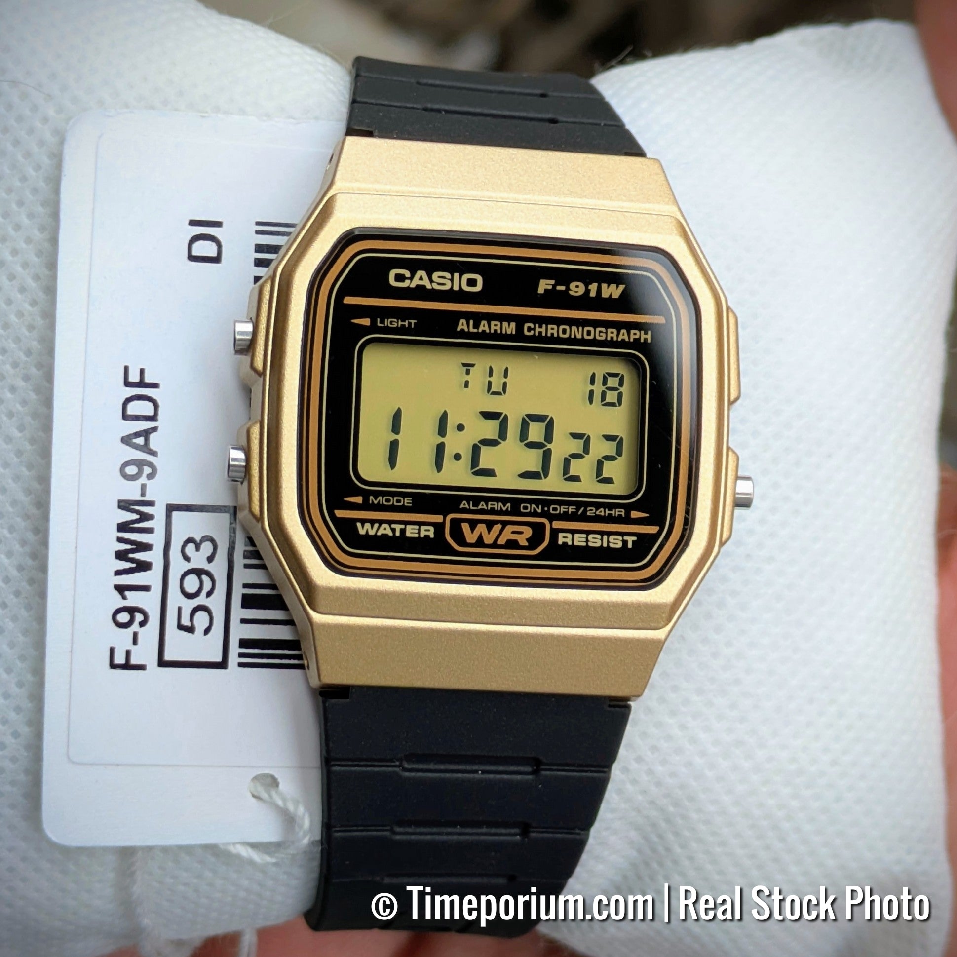 Casio F-91WM-9A Metallic Gold Watch - Vintage Series (Black Strap)