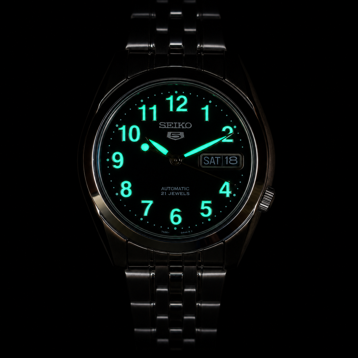 Seiko 5 SNK381K1 Automatic Watch - Military Black Dial & Luminous Numerals