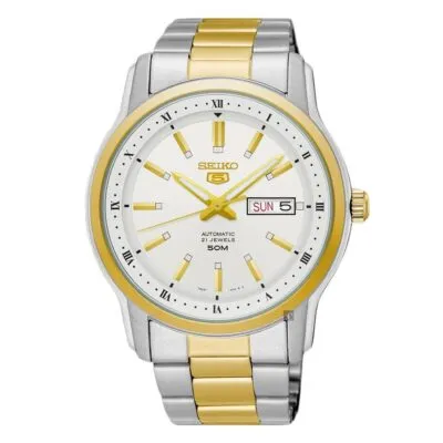 Seiko 5 Automatic Silver Dial Two-Tone Men’s Watch SNKP14J1