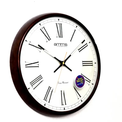 Amms Curved Glass W/ Blue Luminous Wall Clock