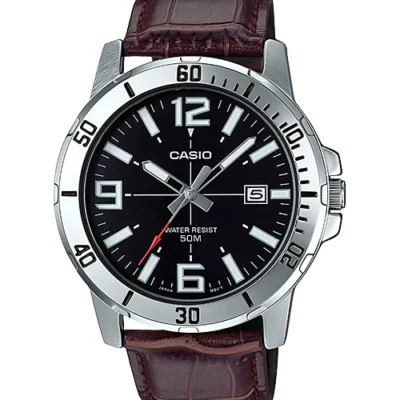 Casio MTP-VD01L-1B Men Leather Band Watch